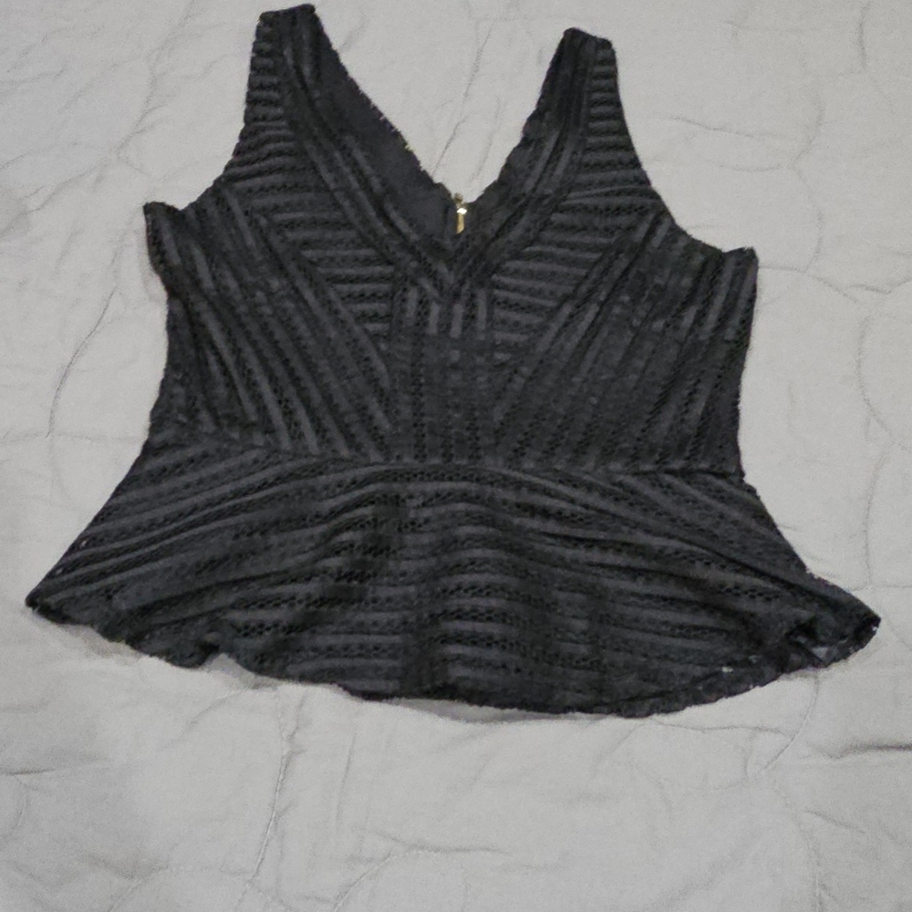 Guess Black Large Peplum SleevelessTop
